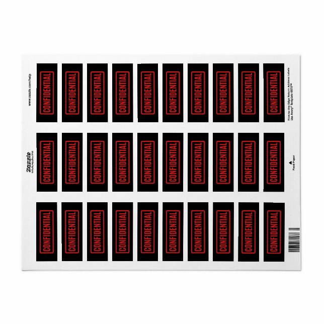 Black Confidential Label (Full Sheet)
