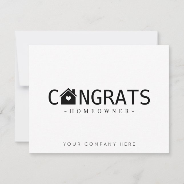 Black Congrats New Homeowner Real Estate Card (Front)