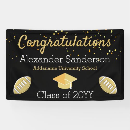 Black Congratulation Football Graduation  Banner