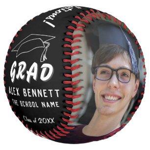 Black Congratulations Grad Graduation Cap 2 Photo Softball