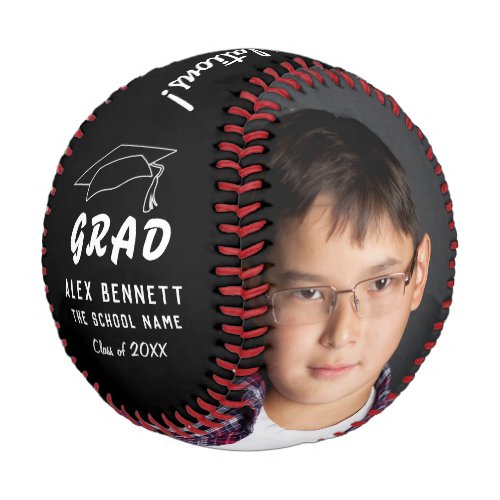 Black Congratulations Graduate Graduation Photo Baseball