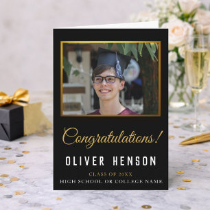 Black Congratulations Graduate Photo Graduation Card