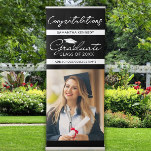 Black Congratulations Graduate Photo Graduation Retractable Banner
