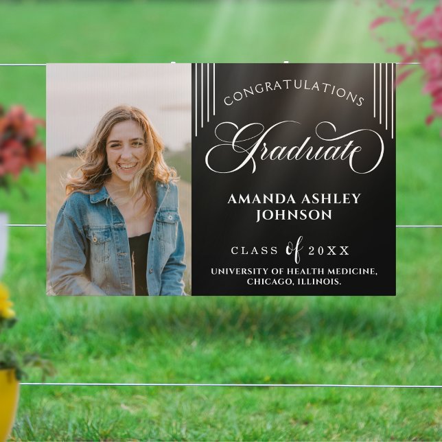 Black Congratulations Graduate Photo Graduation Sign (Creator Uploaded)
