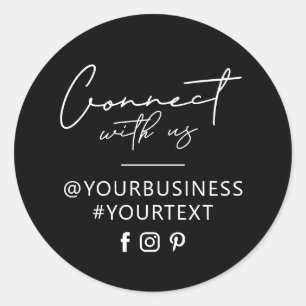 Black Connect with us Instagram Package Sticker