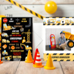 Black Construction Dump Truck Kids Birthday Photo Invitation<br><div class="desc">Do you have a little construction worker who is celebrating a birthday and need to plan a party? Look no further! Let's celebrate in style with this construction dump truck birthday party invitation! This birthday invitation features watercolor construction vehicles like dump trucks, bulldozers and other construction equipment including construction road...</div>
