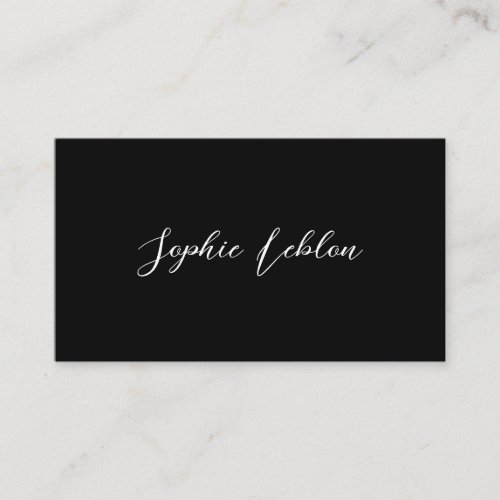 Black Contact Card with Calligraphy Font Name