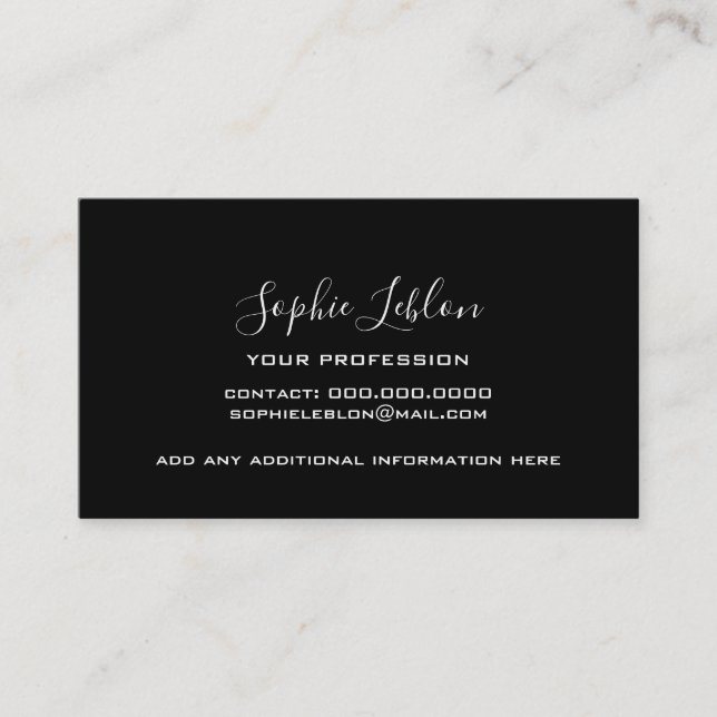 Black Contact Card with handwritten name (Front)