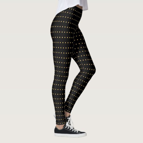 Black Cool Modern Polka Dots Pattern Leggings