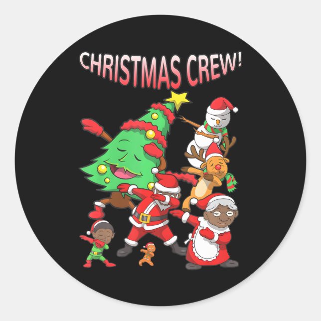 Black Cool Santa Claus African American Christmas Classic Round Sticker (Front)