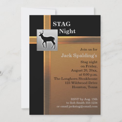 Black, Copper, and Silver Stag Invitation