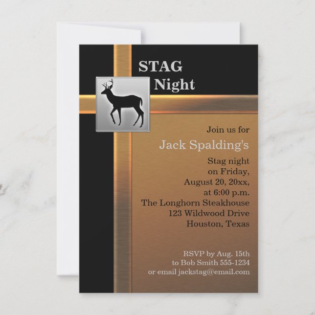 Black, Copper, and Silver Stag Invitation 2 (Front)
