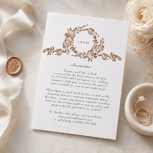 Black Copper Botanical Wedding Details Letterpress Enclosure Card