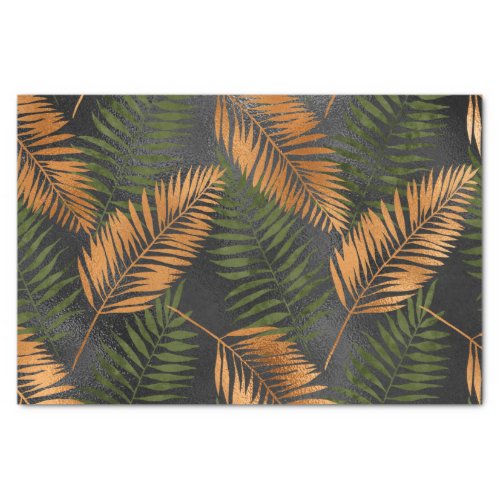 Black Copper Brown Palm Tree Leaf Glam Tropical Tissue Paper