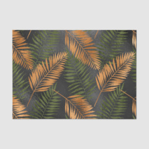 Black Copper Brown Palm Tree Leaf Glam Tropical Tissue Paper