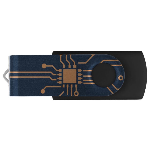 Black & Copper Circuit Board USB Flash Drive (Back)