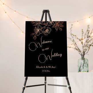 Black Copper Floral | Gothic Wedding Welcome Foam Board