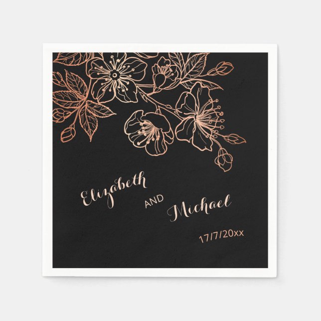 Black Copper Goth Wedding Napkins (Front)