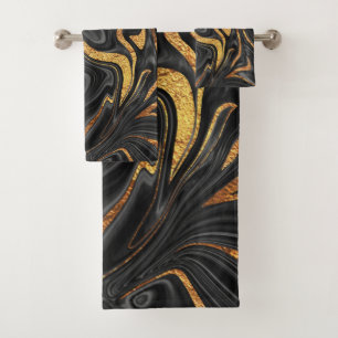 Black Copper Marble #1 #decor #art Bath Towel Set