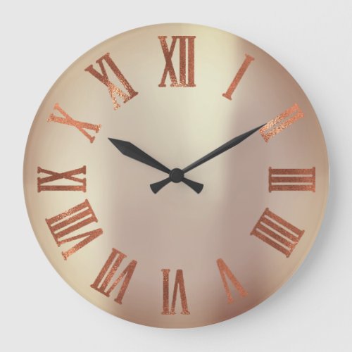 Black Copper Rose Gold Roman Metallic Urban Large Clock