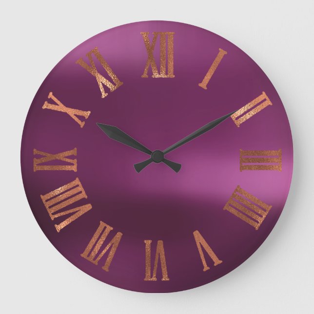 Black Copper Rose Gold Roman Purple Urban Large Clock (Front)