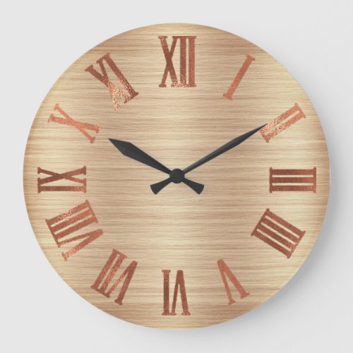 Black Copper Rose Gold Roman Wood Urban Large Clock