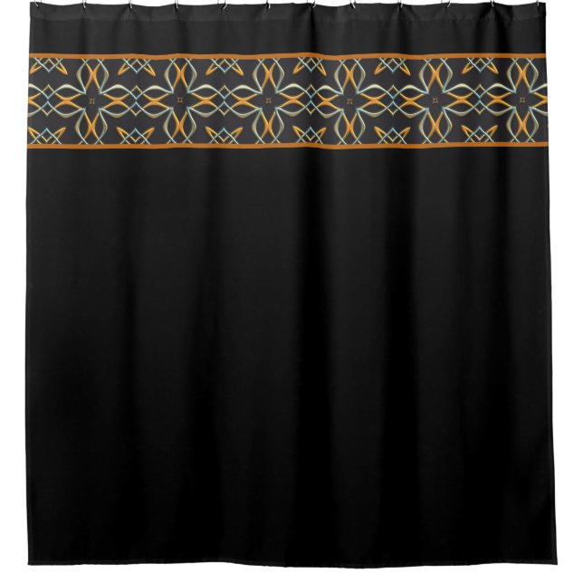 Black Copper Silver Shower Curtain (Front)