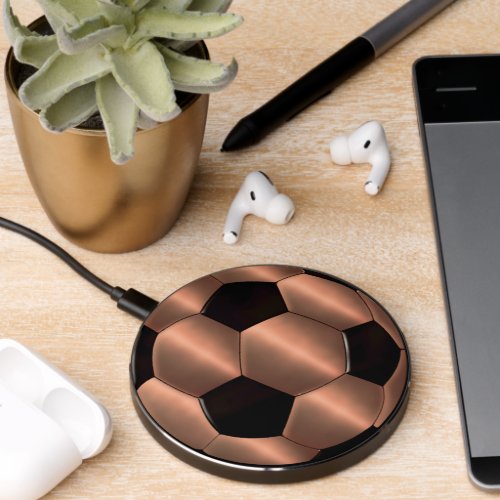 Black Copper Soccer Ball Futbol Wireless Charger