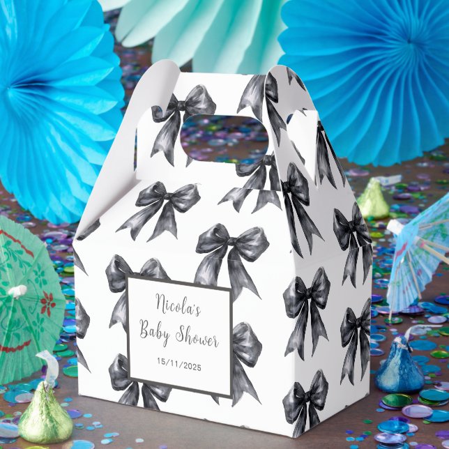 Black Coquette Bow Baby Shower Favor Boxes (Party)