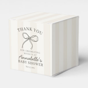 Black Coquette Bow Beige Baby Shower Dessert Favor Boxes
