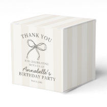 Black Coquette Bow Beige Birthday Dessert Favor Boxes