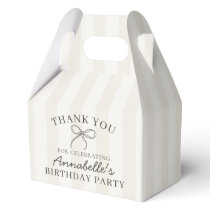 Black Coquette Bow Beige Birthday Party Dessert Favor Boxes