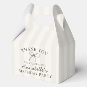 Black Coquette Bow Beige Birthday Party Dessert Favor Boxes