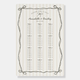 Black Coquette Bow Beige Striped Seating Chart Foam Board