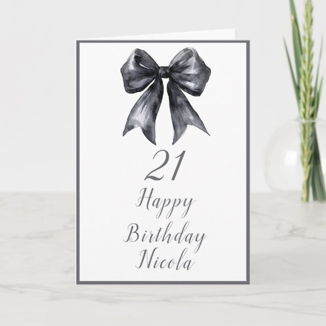 Black Coquette Bow Birthday Party Card (Front)