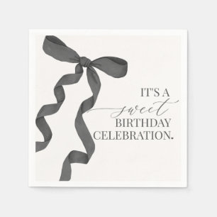 Black Coquette Bow Birthday Party Decor Napkin