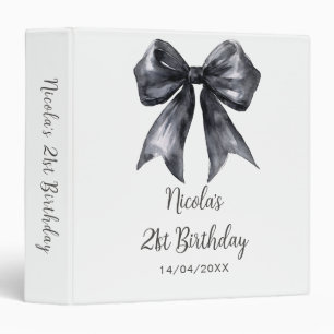 Black Coquette Bow Birthday Party Photo Album 3 Ring Binder