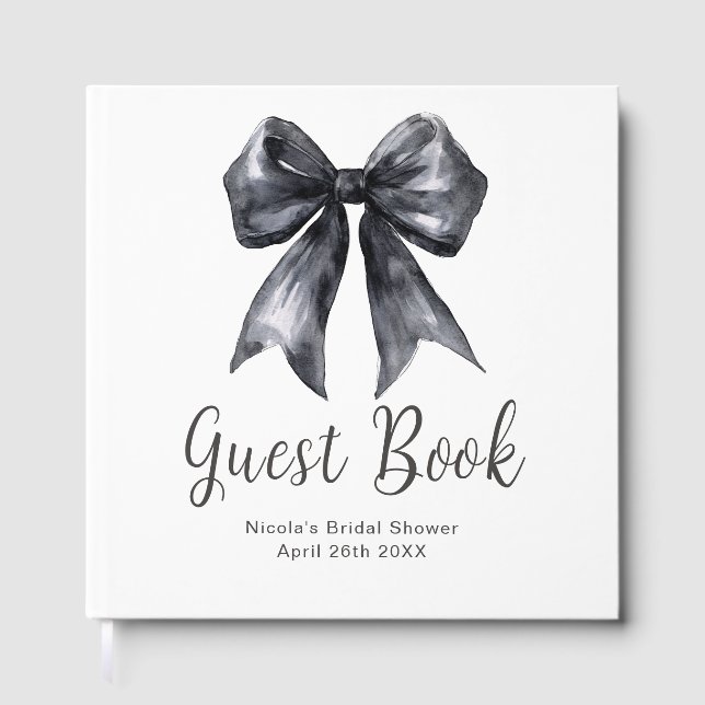 Black Coquette Bow Bridal Shower Guest Book (Front)