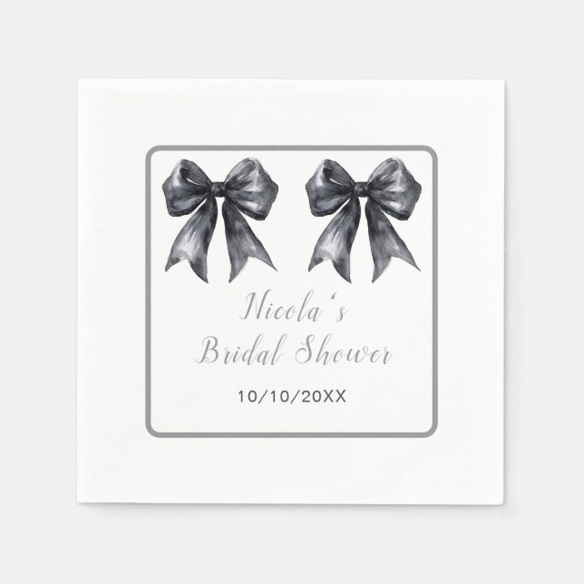 Black Coquette Bow Bridal Shower Napkins (Front)