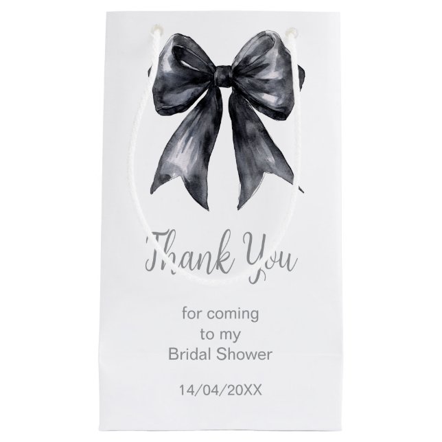 Black Coquette Bow Bridal Shower Small Gift Bag (Front)