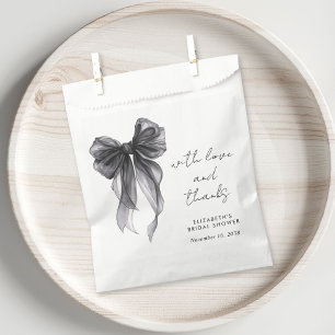 Black Coquette Bow Bridal Shower Thank You Favor Bag