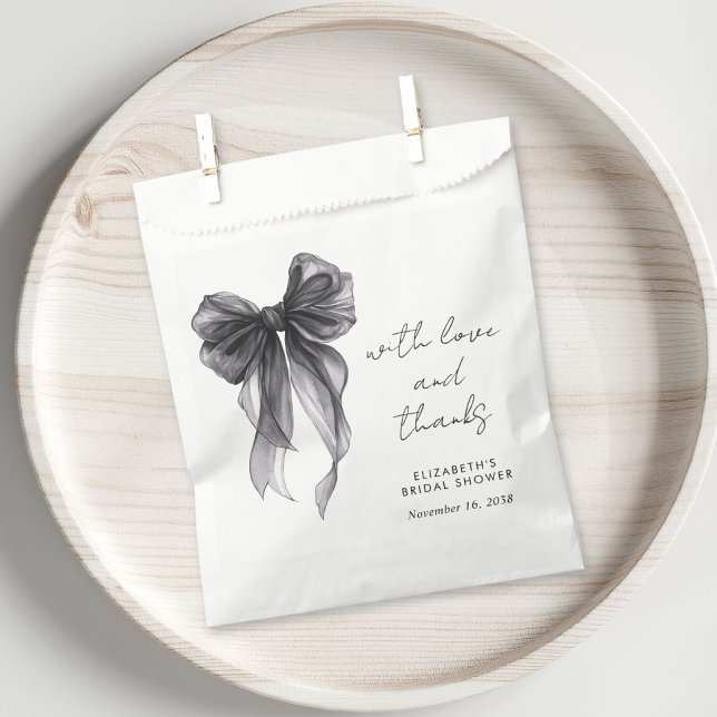 Black Coquette Bow Bridal Shower Thank You Favor Bag (Creator Uploaded)