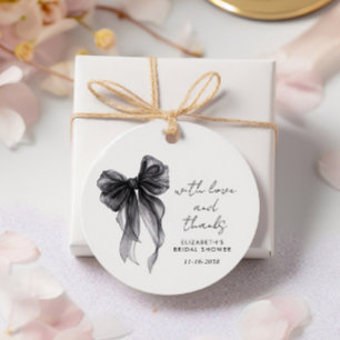 Black Coquette Bow Bridal Shower Thank You Favor Tags