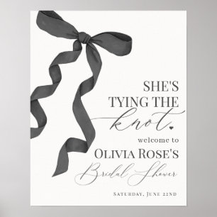 Black Coquette Bow Bridal Shower Welcome Sign