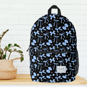 Black Coquette Bow Custom Name  Printed Backpack