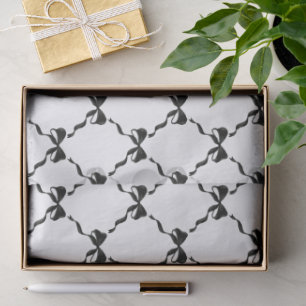 Black Coquette Bow Diamond Pattern Tissue Paper