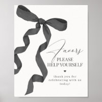 Black Coquette Bow Favors Party Decor Sign