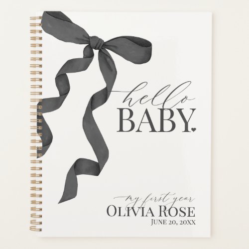 Black Coquette Bow Girl Baby Gift My First Year Planner