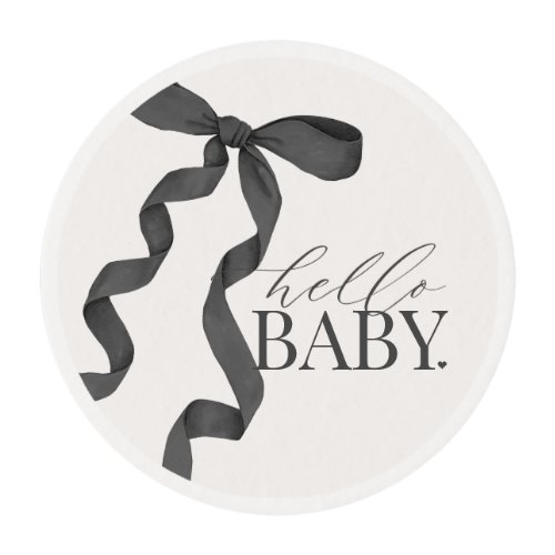 Black Coquette Bow Girl Baby Shower Dessert Edible Frosting Rounds