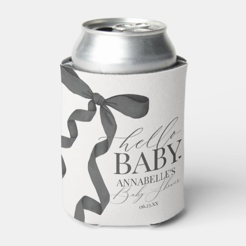 Black Coquette Bow Girl Baby Shower Dessert Favors Can Cooler